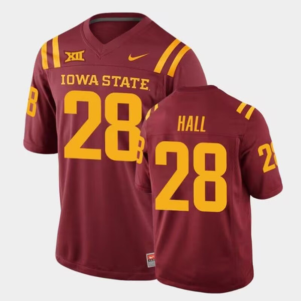 Men's Iowa State Cyclones #28 Breece Hall Stitched Game Jersey